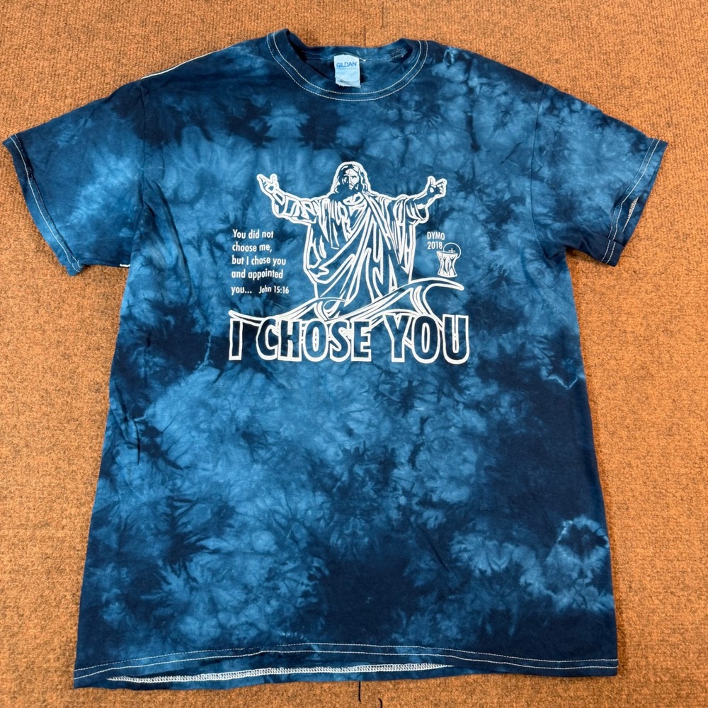 Gildan Jesus I Chose You John 15:16 Tie Dye T-Shirt Mens Medium Blue DYMO 2018